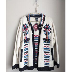 L.B. International Aztec Mexican decorated cardigan